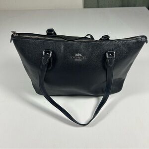 Coach Black Leather Zip-Top Tote